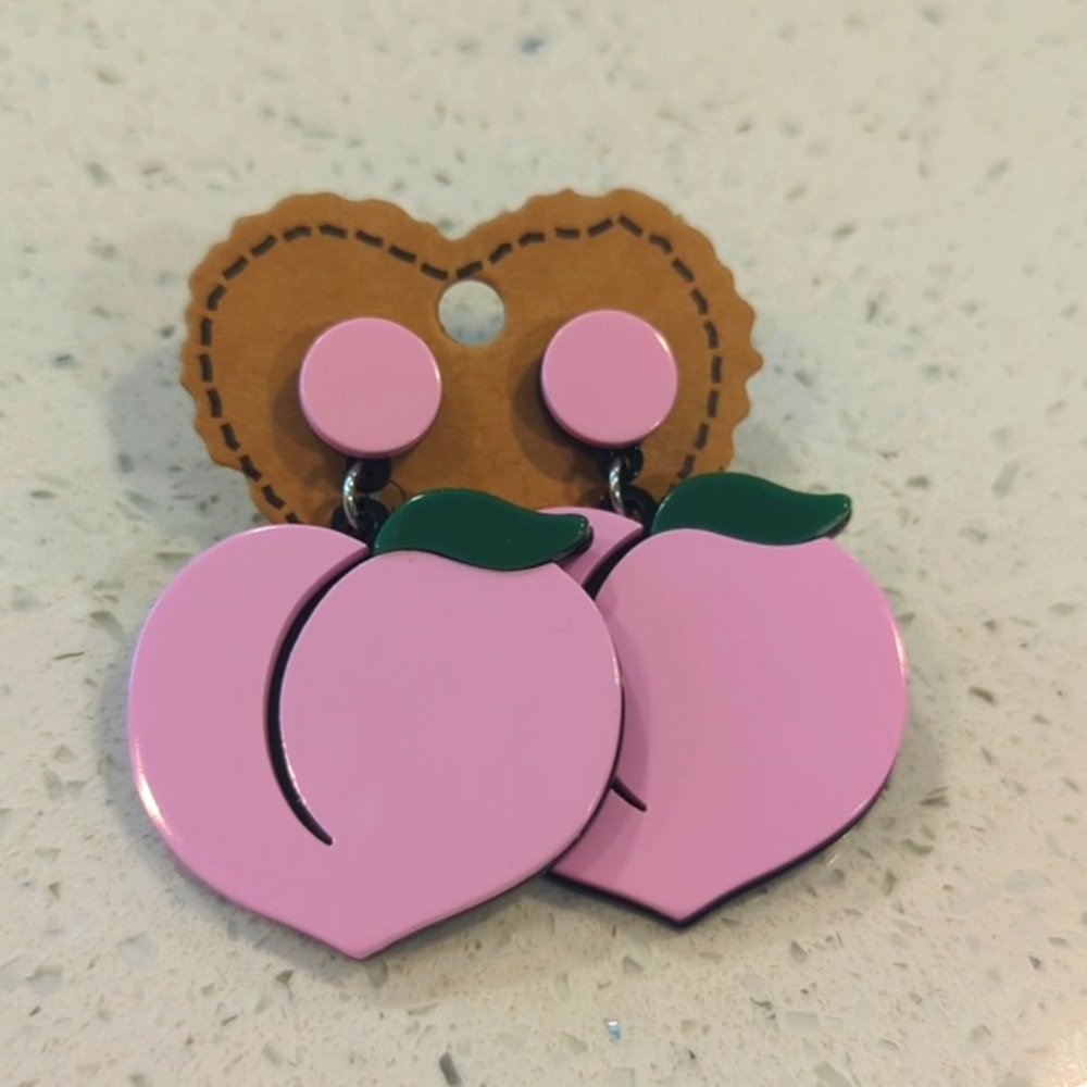 Pink peach stud dangle earrings